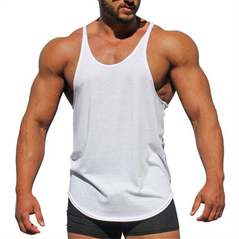 Workout Tanktop Muscle Guys Gym Clothing Bodybuilding Stringer Tank Top Men Cotton Vest Y Back Sleeveless Shirt Sports Singlets