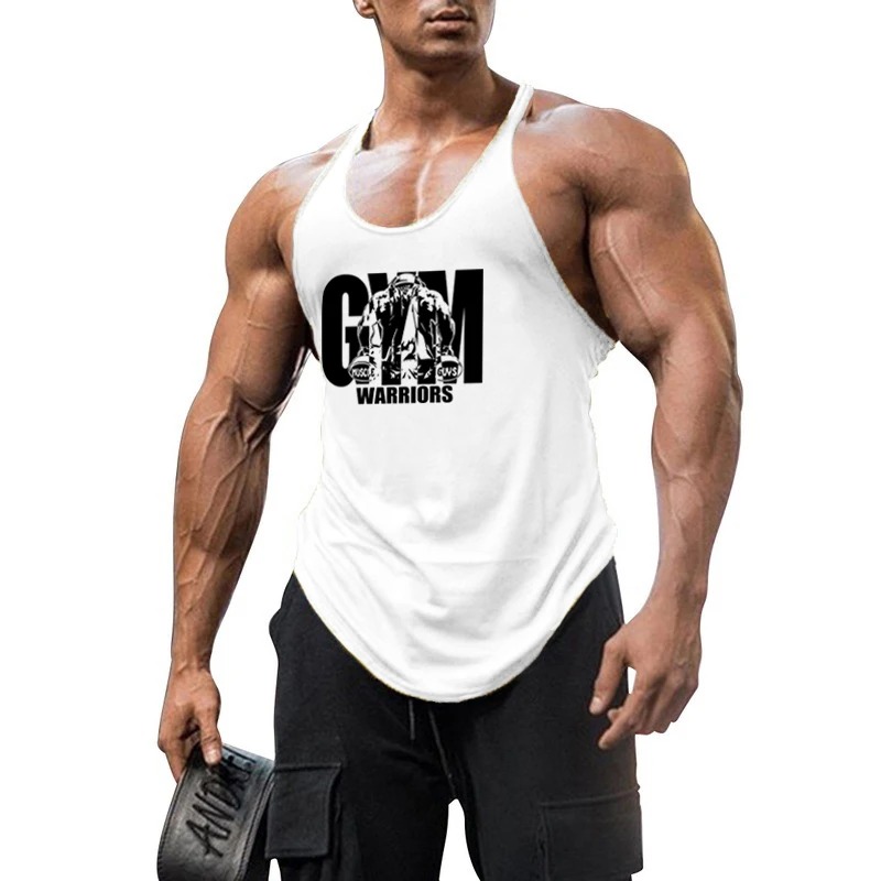 Gym Stringer Tank Top Men Cotton Clothing Bodybuilding Sleeveless Shirt Y Back Fitness Vest Summer Muscle Singlets Workout Tank